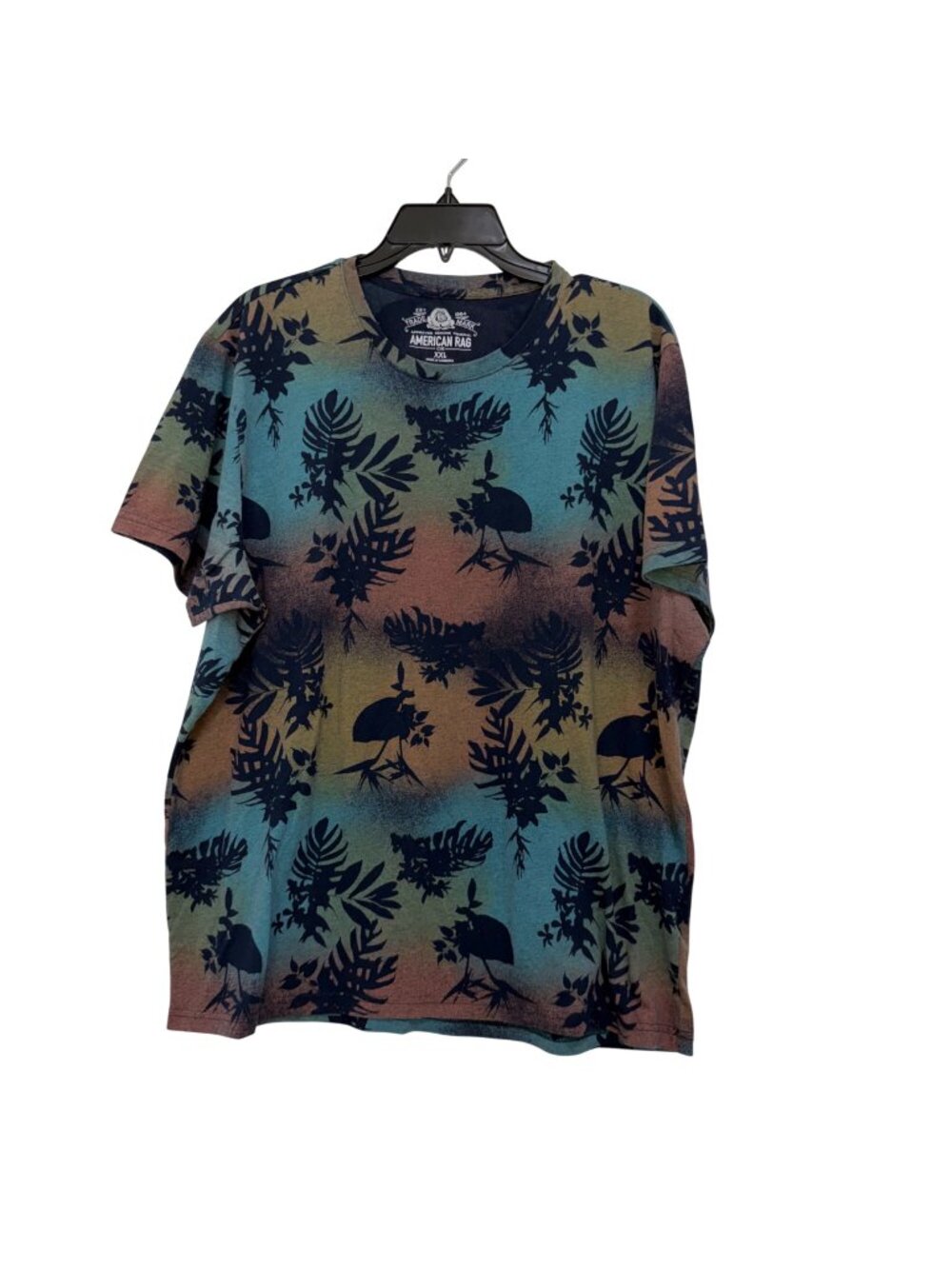 American Rag Mens XXL Tropical Print Multicolor Short Sleeve T-Shirt Summer